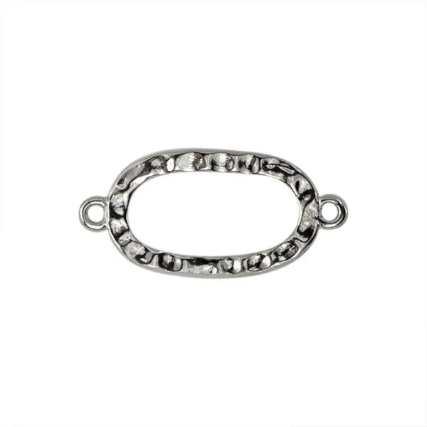 Profesional Hospitalario Separador Chapa Geometrico Oval Eslabon Martillado 14.5x36mm Niquel Resplandeciente