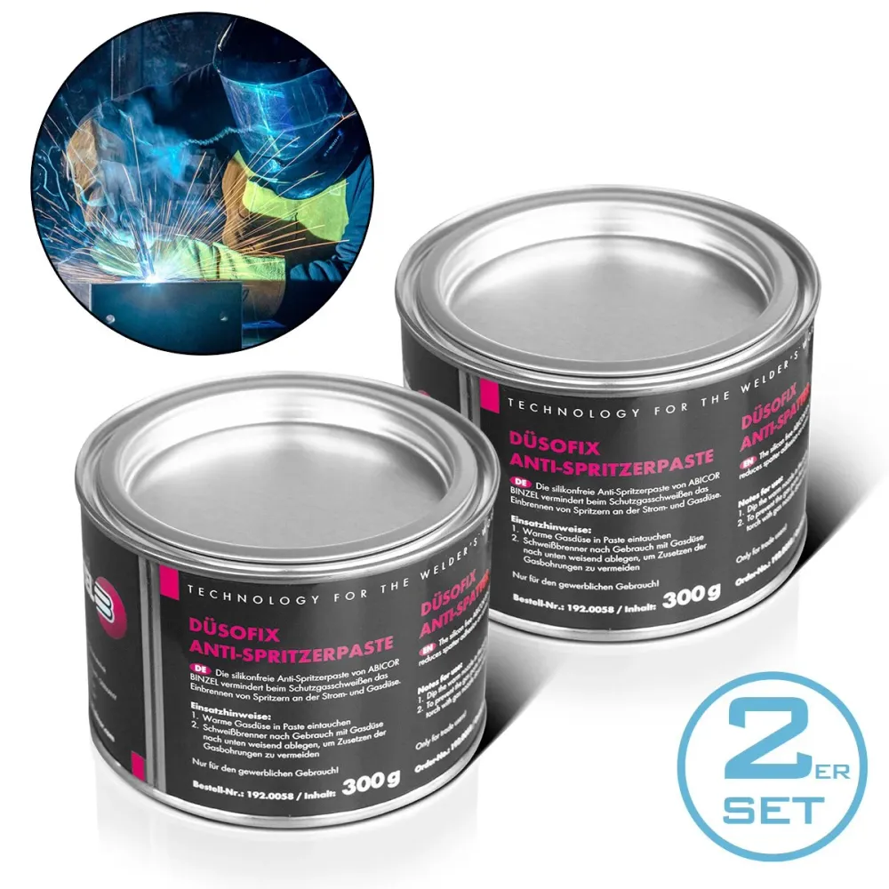 Abicor Binzel Düsofix 2 Set 300 G Pasta de protección de soldadura | Separador de soldadura | Pasta de protección de aeros...