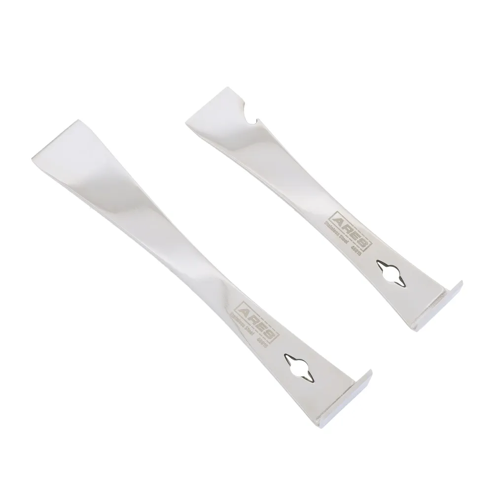 ARES 46018 - Juego de 2 raspadores de palanca de acero inoxidable