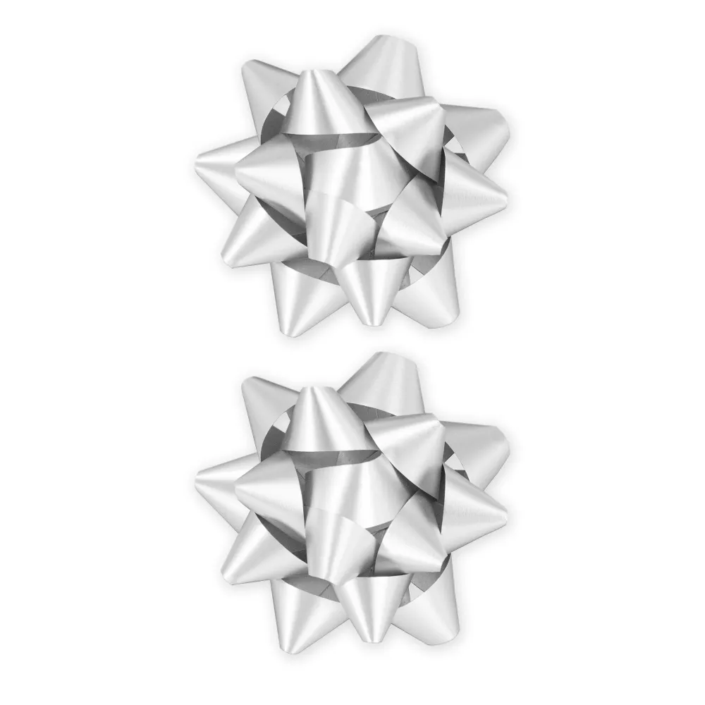 Lazo de regalo plata mate 3 pulgadas 2 ud.