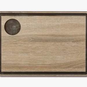 Tábua de molho marrom cor de madeira com canal de 330 mm x 230 mm