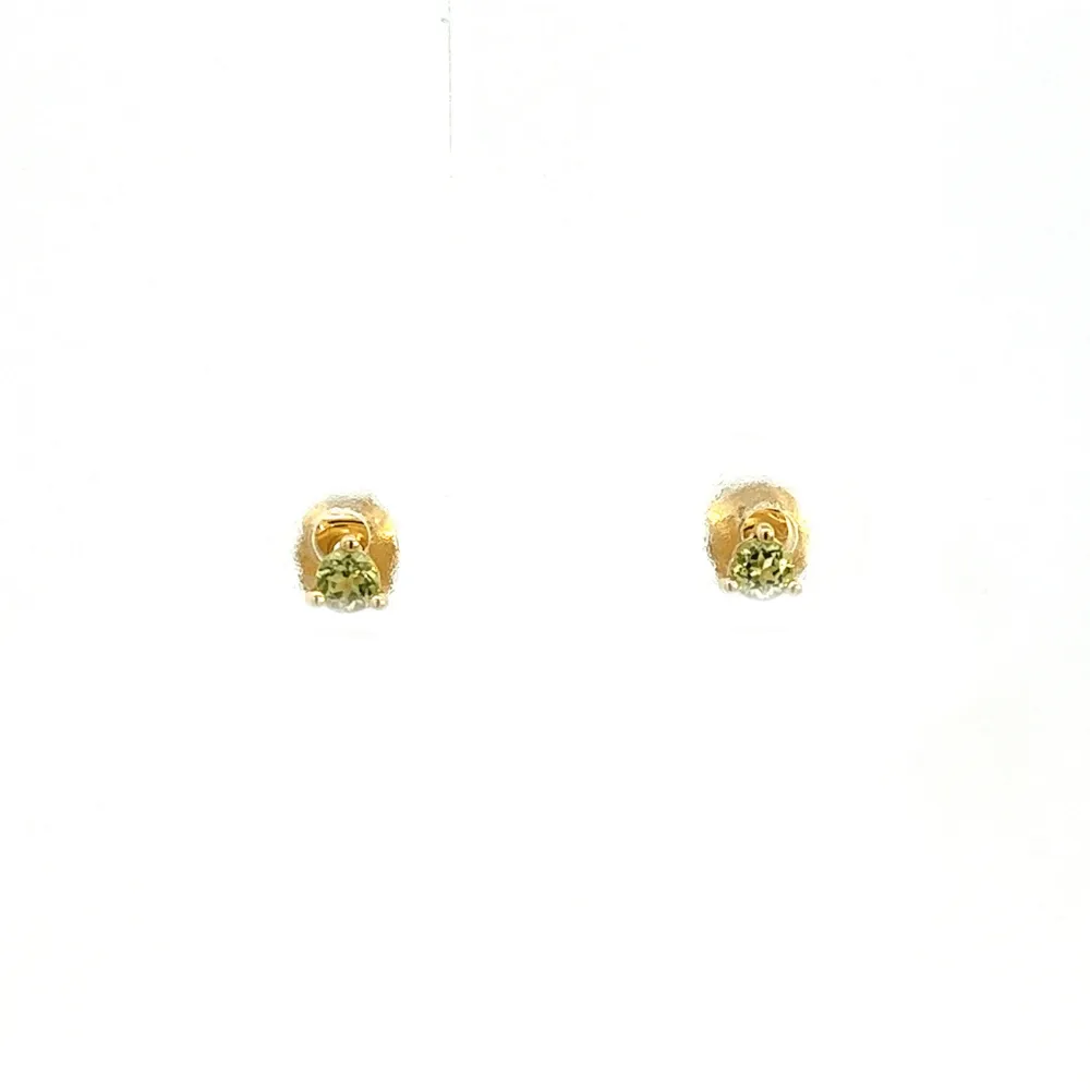 14K GOLD EARRINGS PERIDOT 2.5MM