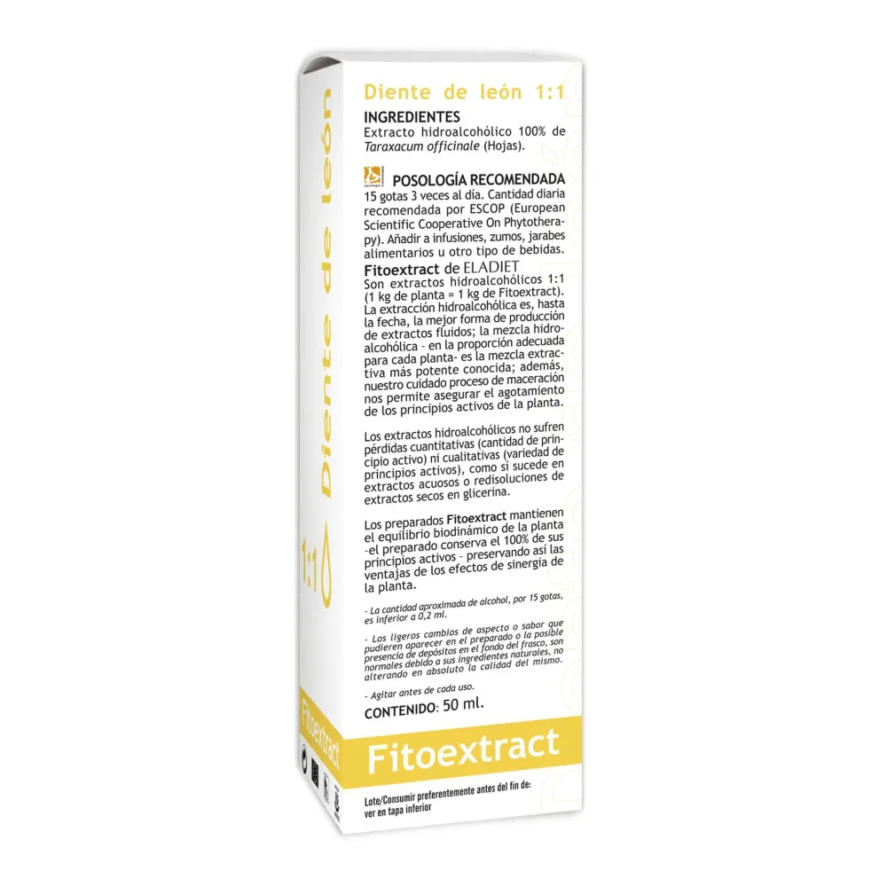 Profesional Certificado Fitoextract Diente Leon Eladiet 50 ml