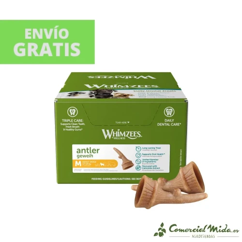Raspador Lingual SNACKS WHIMZEES OCCUPY ANTLER M Snacks Dental para Perros Medianos 66UDS