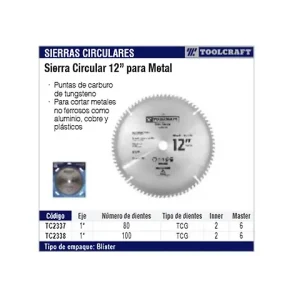 Toolcraft tc2337 sierra circular 12plg disco no ferroso 1plg con 80 dientes para Pacientes con Ortodoncia