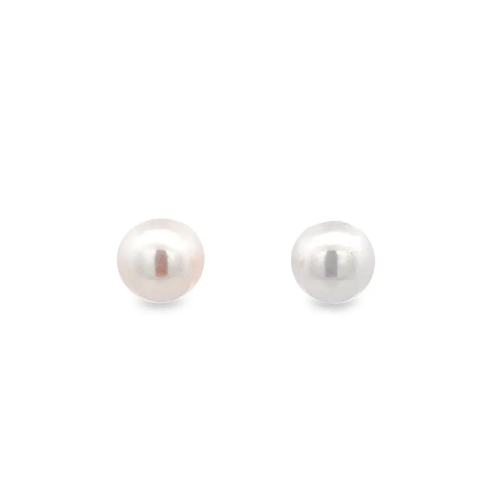 18KY ROUND PEARL STUD 8MM EARRINGS