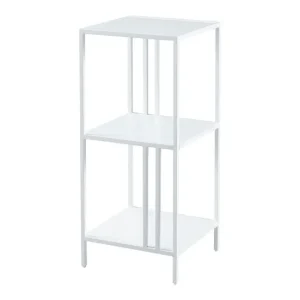 Estanterí de pie Kumlinge de 3 niveles con diseño industrial acero 80 x 35 x 35 cm - Blanco con Remaches de Acero Incluidos