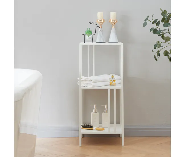Estanterí de pie Kumlinge de 3 niveles con diseño industrial acero 80 x 35 x 35 cm - Blanco con Remaches de Acero Incluidos