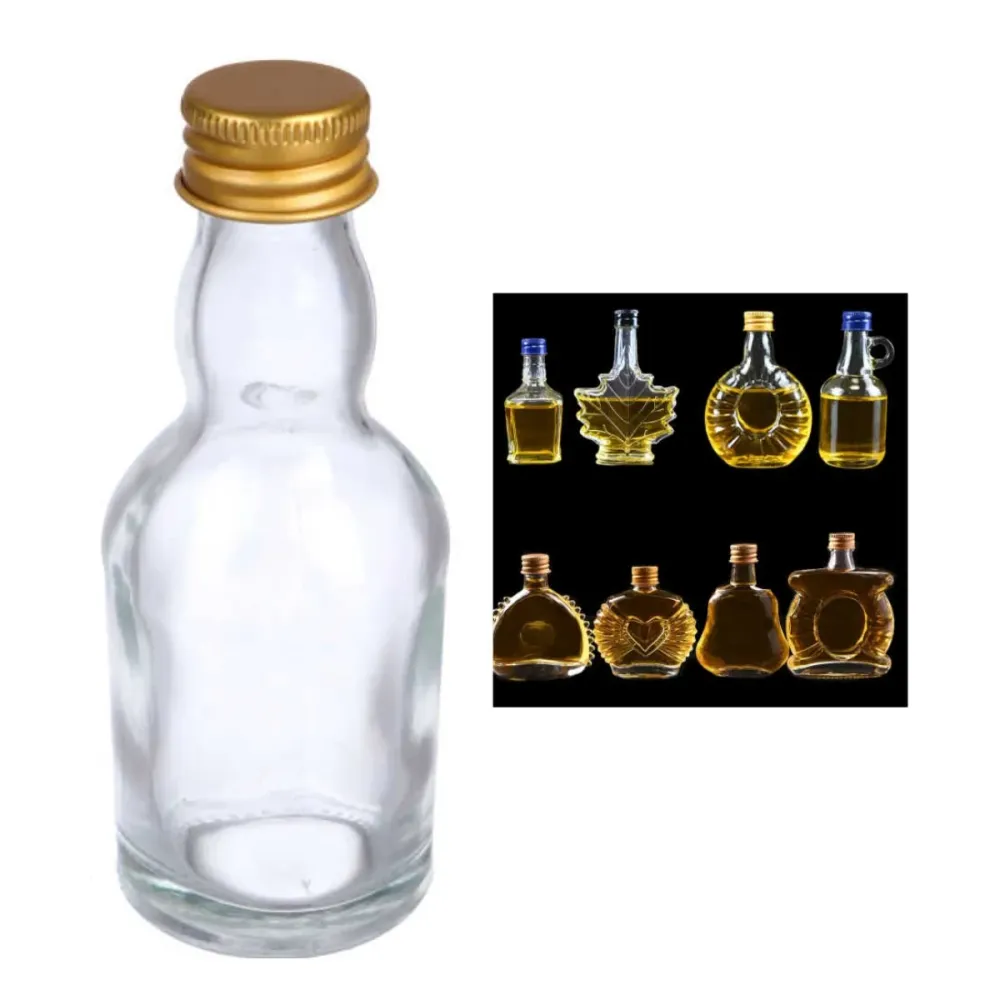 Mini Botella de Vidrio 50ml Cuello Vasto con Tapa Metálica Colores Variados