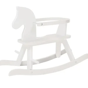 OEM de Calidad Rocking Horse Sólido Wood, Natural-Red, Adjustable Removable Safety Ring