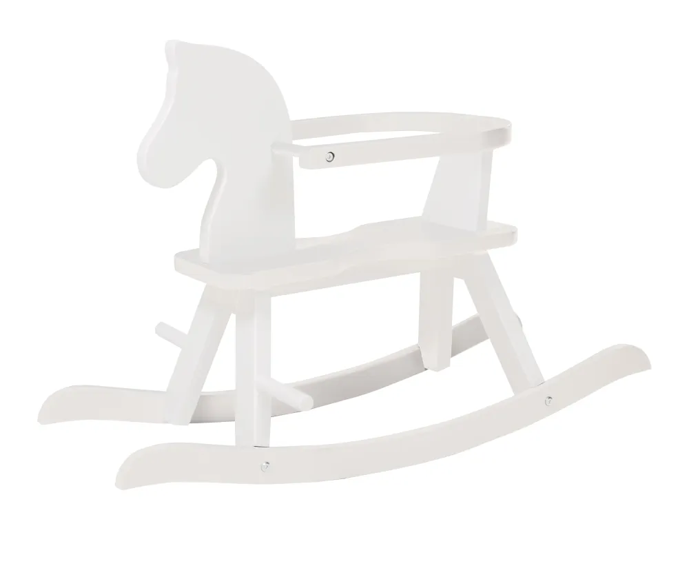 OEM de Calidad Rocking Horse Sólido Wood, Natural-Red, Adjustable Removable Safety Ring
