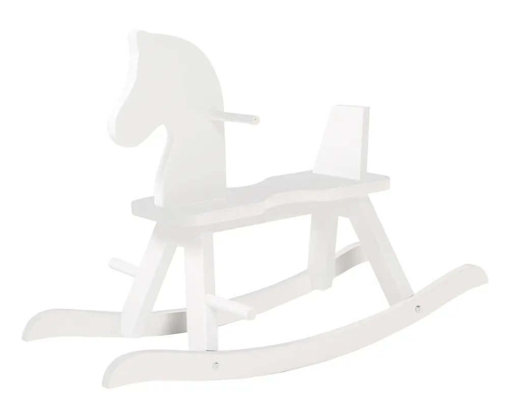 OEM de Calidad Rocking Horse Sólido Wood, Natural-Red, Adjustable Removable Safety Ring