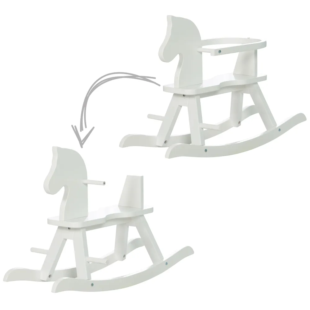 OEM de Calidad Rocking Horse Sólido Wood, Natural-Red, Adjustable Removable Safety Ring