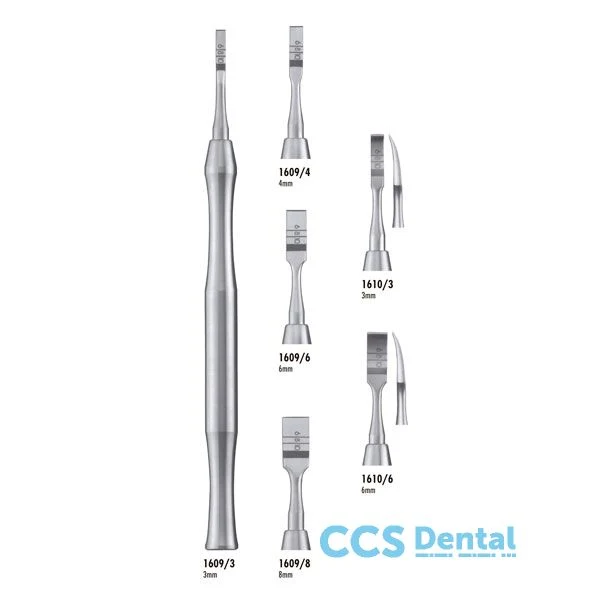 1610/6 Osteotomo Cincel Hueso Curvo 6mm. Ergonómico