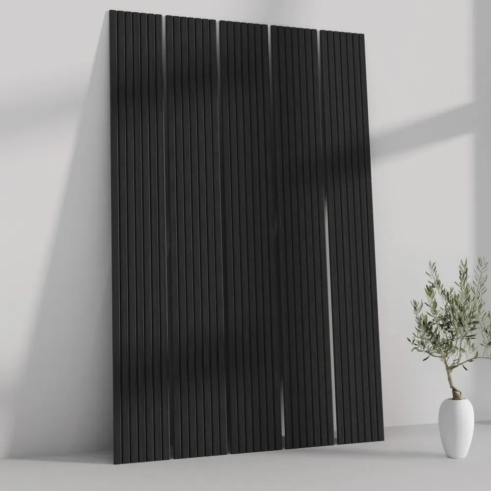 118" Tall ULTRALIGHT Flexible Lightweight Ónix Oak Acoustic Wood Slat Wall Panels Black Felt Backing