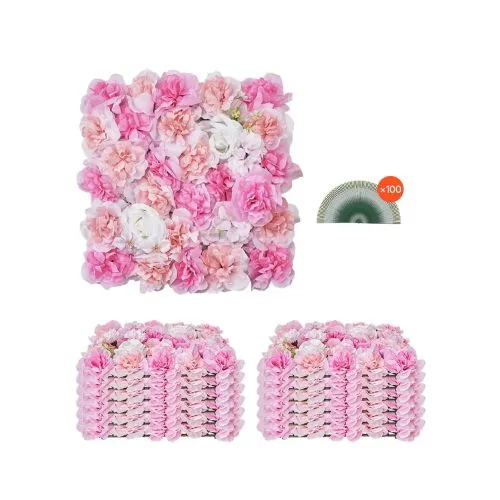 15x15 Inch 3D Flower Wall Panel Wedding Valentines Day Home Baby Party Backdrop Decor,Pink
