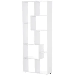 HOMCOM Estanterí Moderna Vertical Diseño de Librerí con 8 Estantes E1 Tablero de Partículas 70x24x178cm Blanco