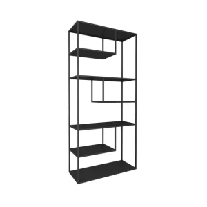 Estanterí de pie Vehmaa de 6 compartimentos abiertos con diseño industrial acero 188 x 85 x 35 cm - Negro