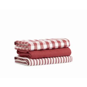 Sistema de Transferencia Pack 3 Paños cocina Algodón 100% Rojo 50x70cm Donegal Collections