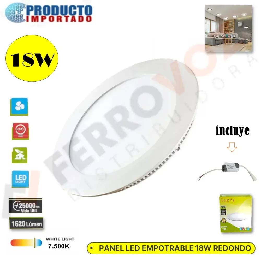 PANEL LED REDONDO 18 W EMPOTRAR
