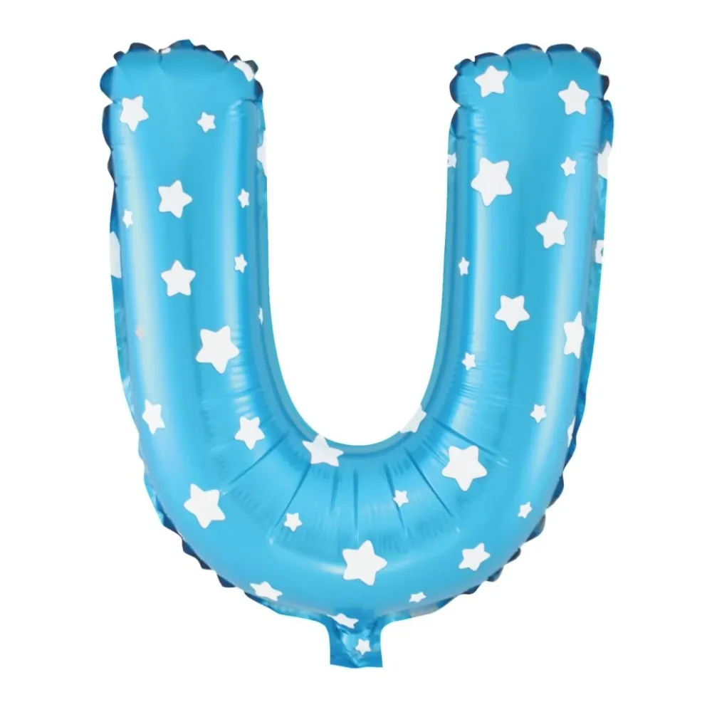 Globo de aluminio Estrellas letra U, azul, 40cm N Tamaño 1/2" x 4"
