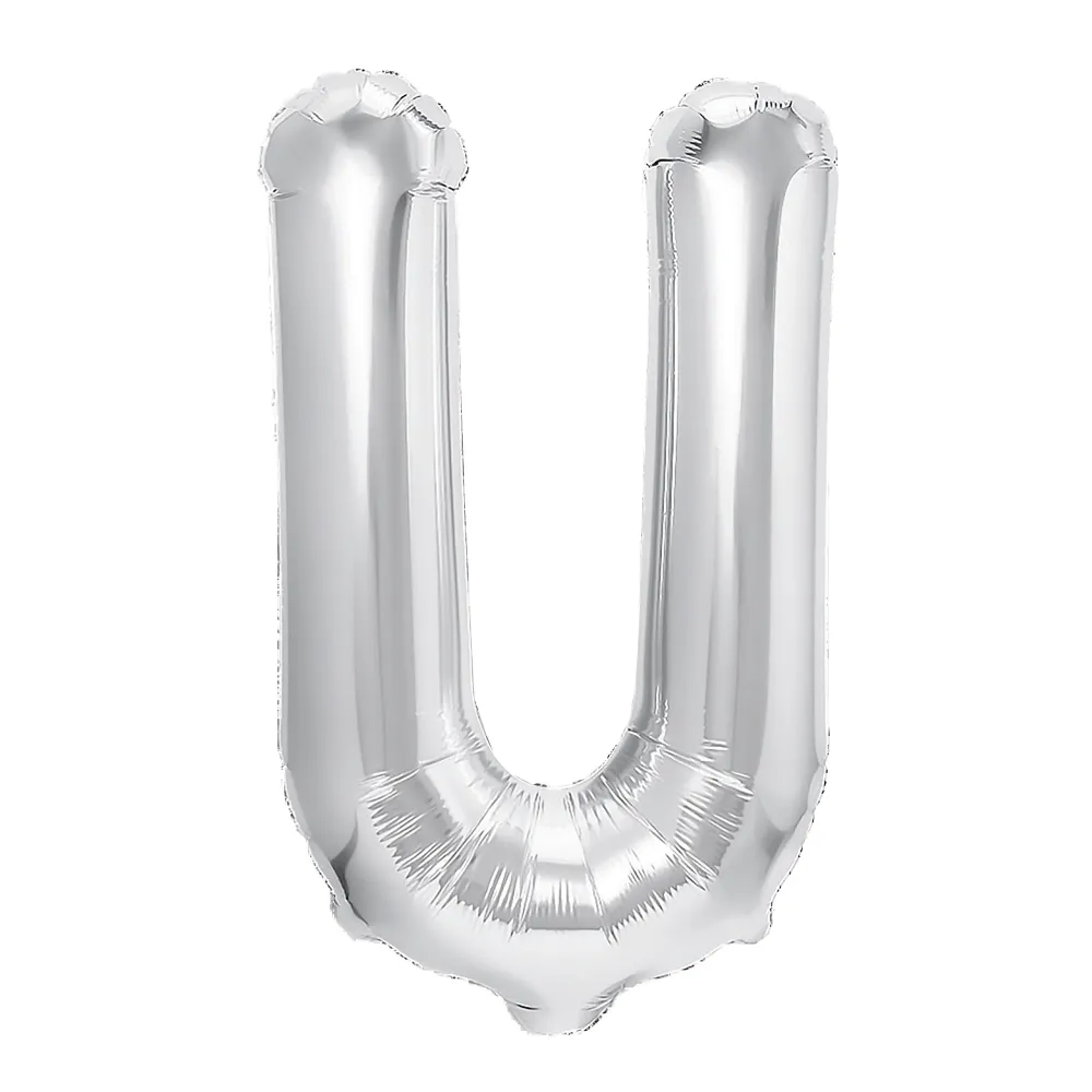 Globo de aluminio letra U, plateado, 40cm N Tamaño 1/2" x 4"
