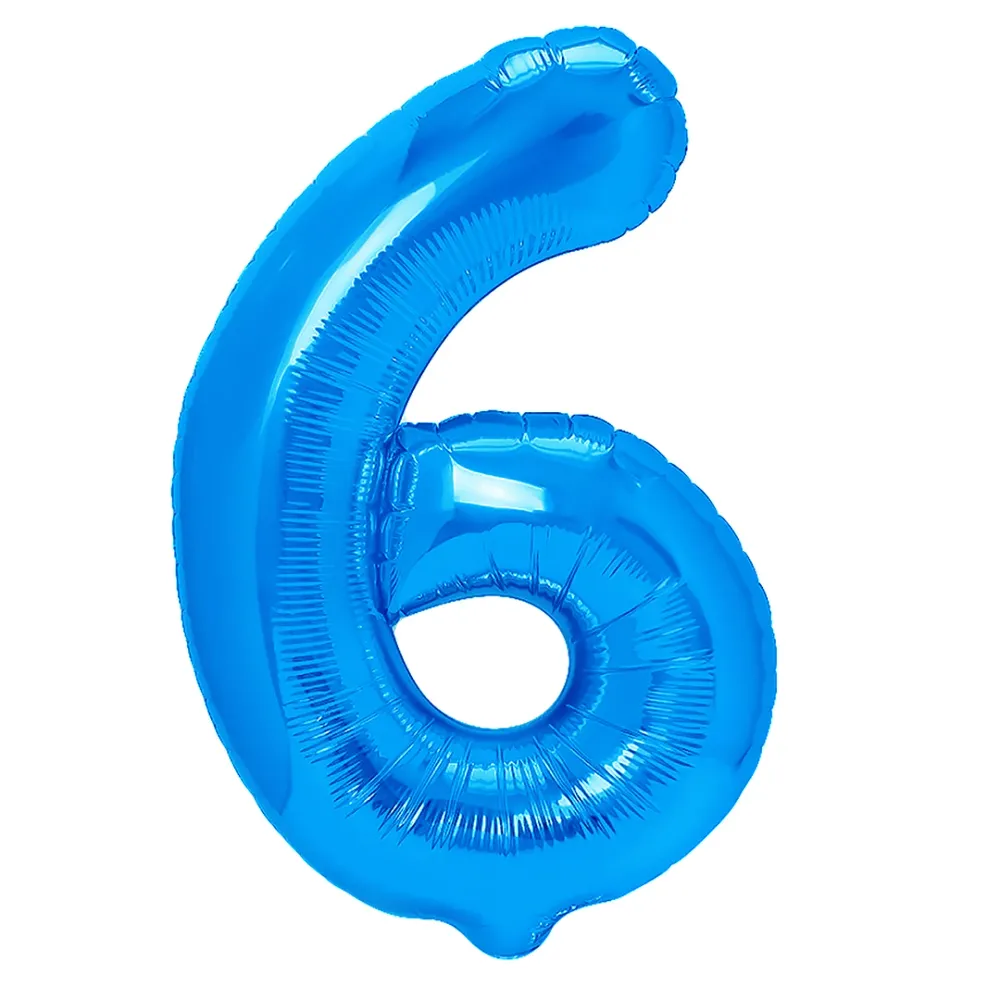 Globo foil numero 6 azul opaco 40cm
