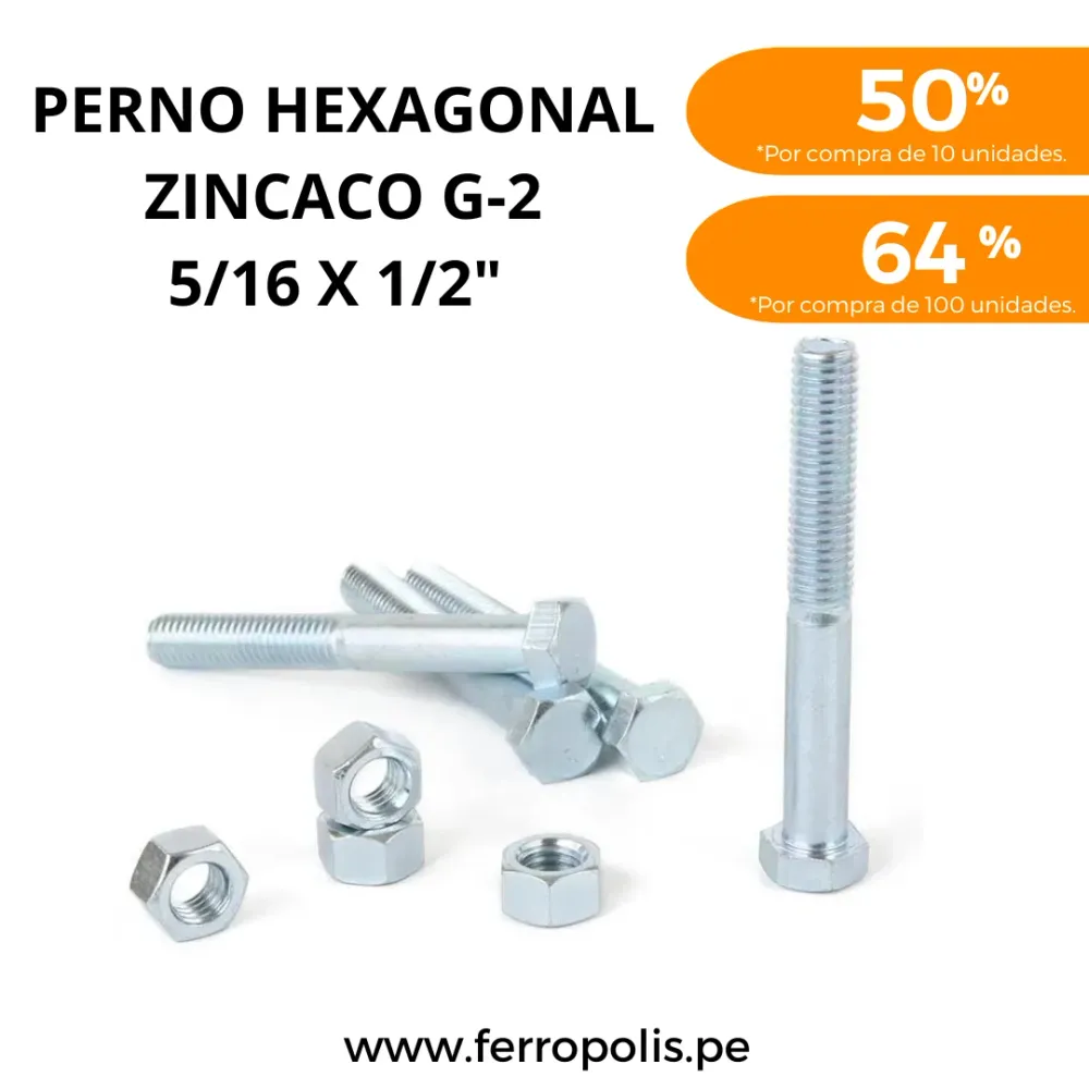 Perno de Anclaje PERNO HEXAGONAL 5/16" x 1/2" c/t ( x und )
