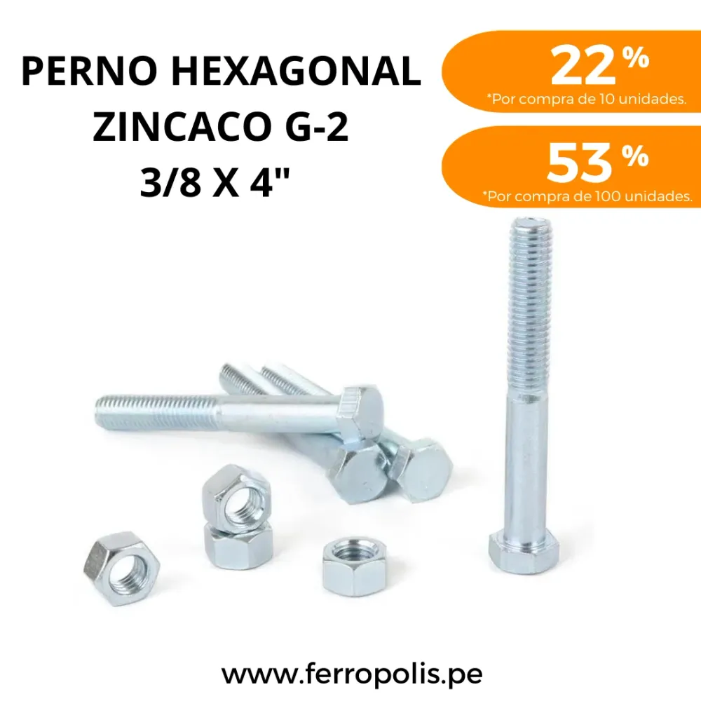 Perno Hexagonal PERNO HEXAGONAL 3/8" x 4" c/t ( x und )