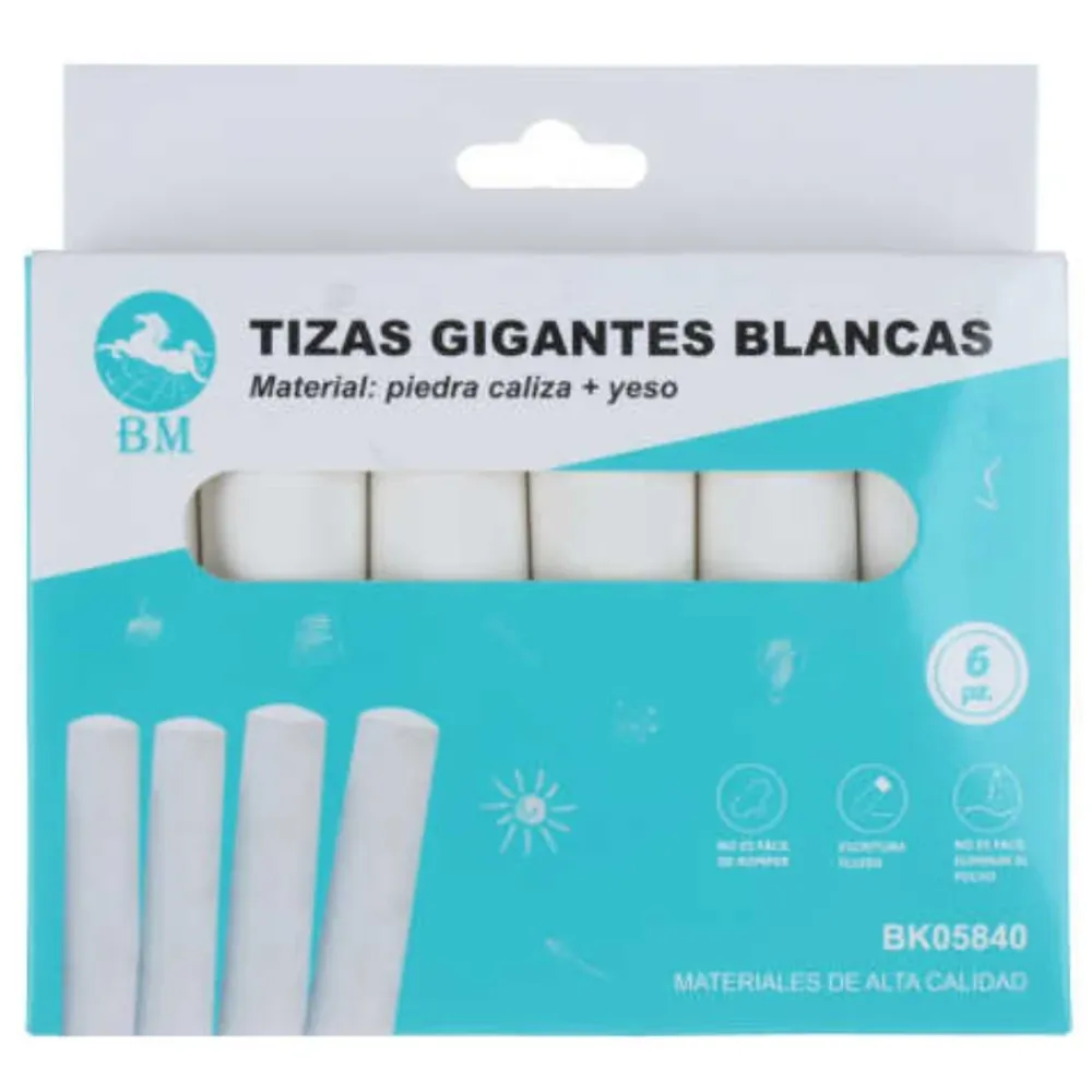 Perno Hexagonal Set de 6 Tizas Grandes Blancas - 1PCS