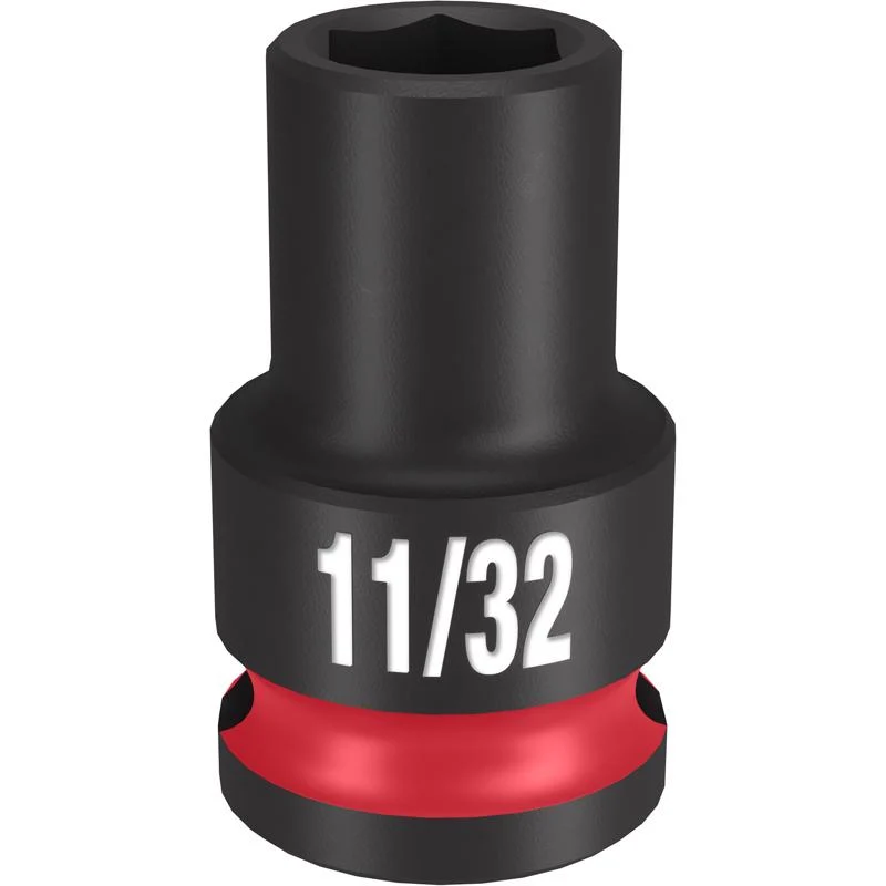 Dado de impacto estándar de 6 puntas SAE Milwaukee Shockwave de 11/32 pulg. x 3/8 pulg., 1 pieza