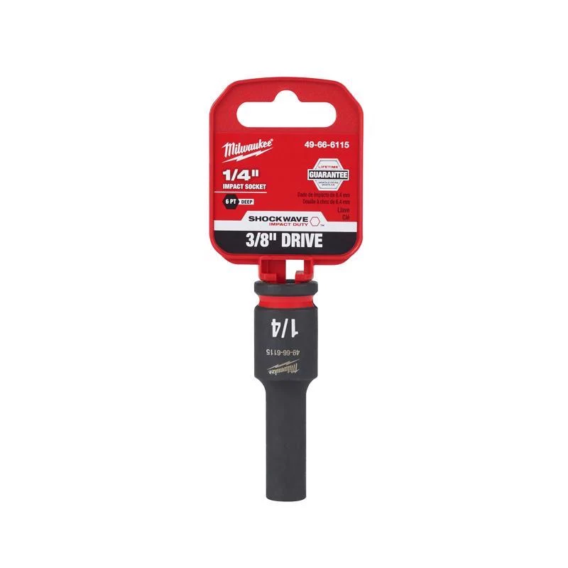 Dado de impacto profundo de 6 puntas SAE Milwaukee Shockwave de 1/4 pulg. x 3/8 pulg., 1 pieza
