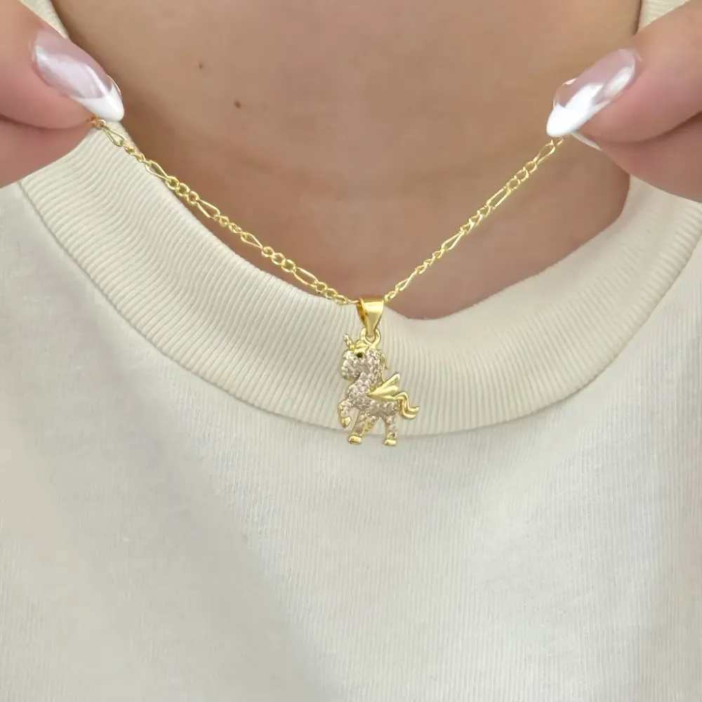 Cadena De Dama De Tejido Cartier Fina De 50cm-2mm De Grosor Con Dije De Unicornio + Envío Sin costo