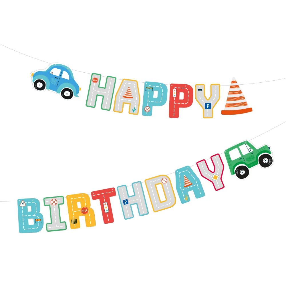Banner Feliz Cumpleaños Coches 250x17cm