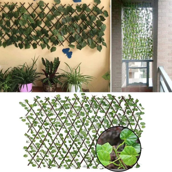 Cloture de Jardin rétractable - Treillis extensible - Feuille de Lierre - Mur végétal