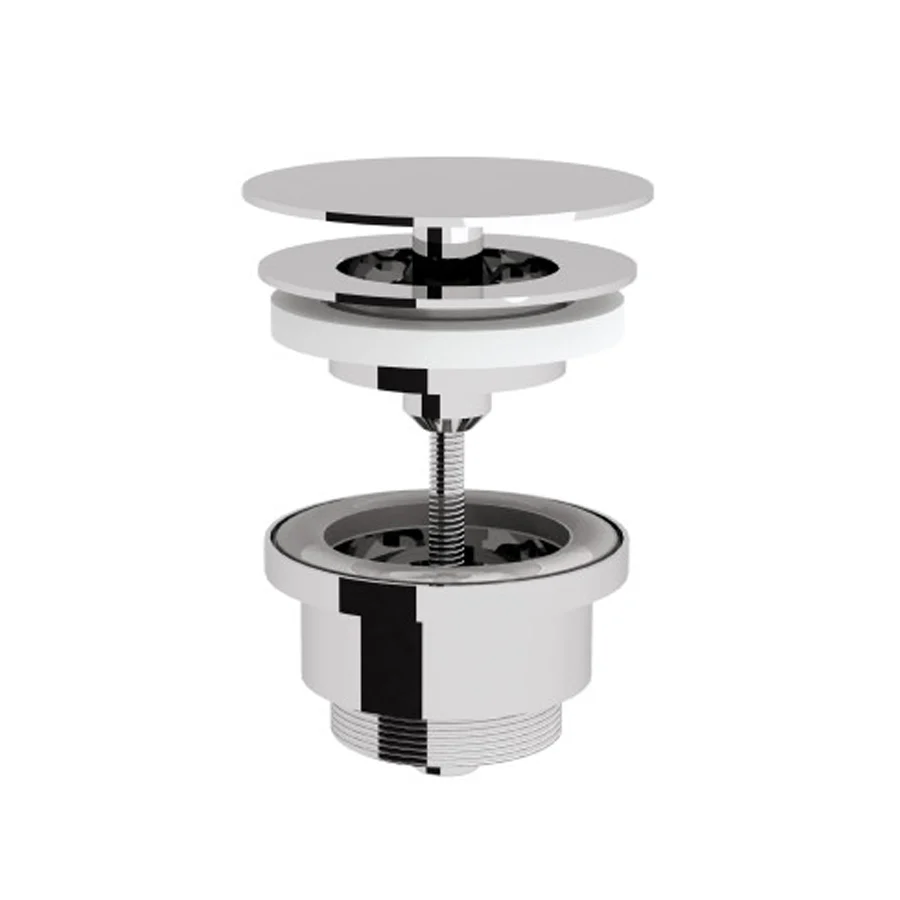 Piletta click clack ultrapiatta 1''1/4'' con troppopieno ottone cromato regolabile cm 0-5 Lineabeta