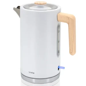Briebe KT1165WHT Nordic Hervidor Agua Eléctrico 1,7L Inalámbrico Ebullición Rápida, Libre de BPA, Base de 360°, 2200, Blanco