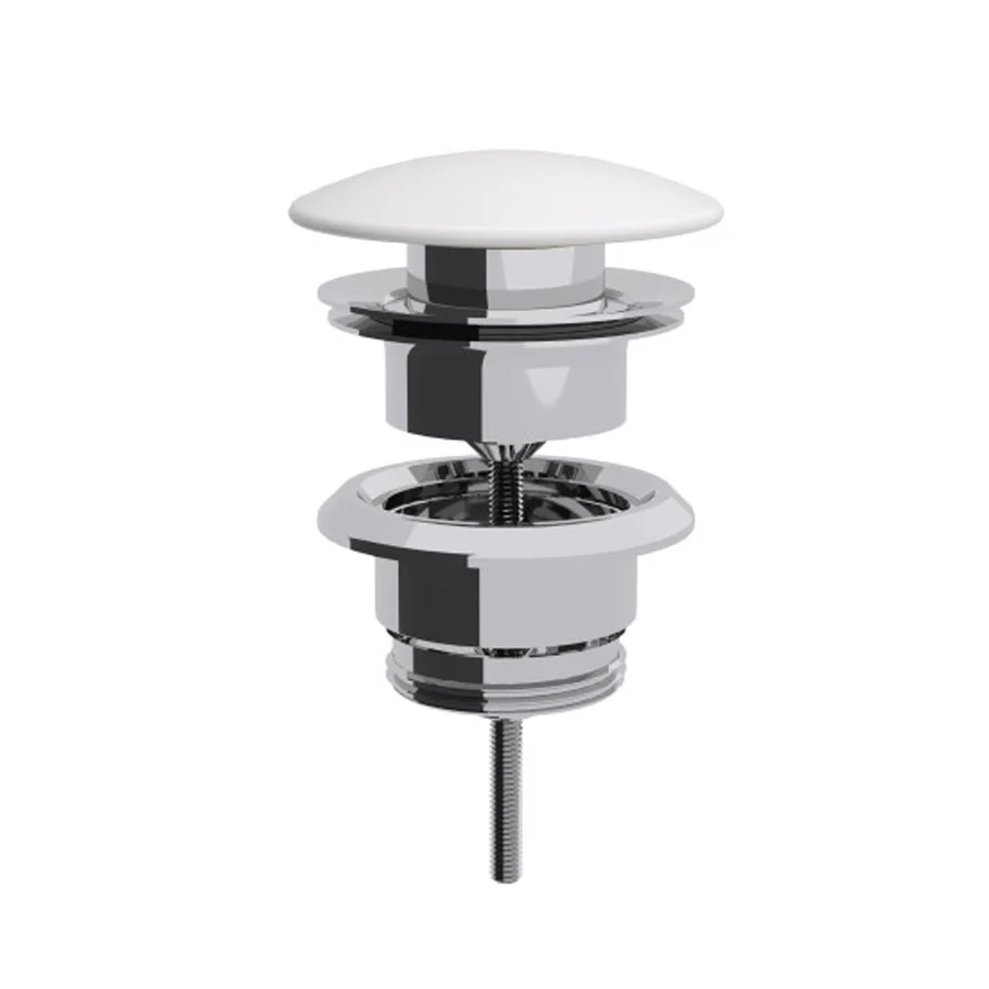 Piletta click clack regolabile cm 0-8 ottone con tappo ceramica bianca Lineabeta