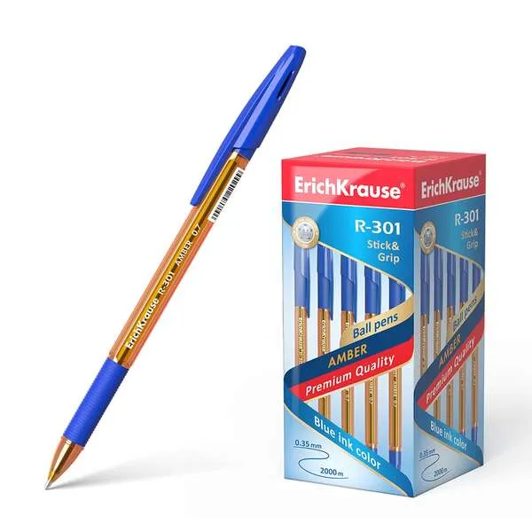 Erichkrause R-301 Amber Stick&Grip Boligrafo de Bola Punta 0.7mm - Trazo 0.35mm - Agarre con Grip de
