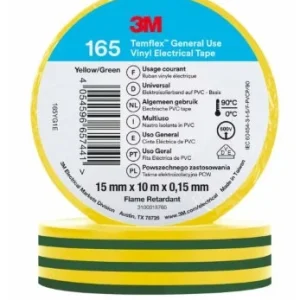 Ruban isolant électrique 3M™ Temflex™ 165 - 15mm x 10m - vert jaune