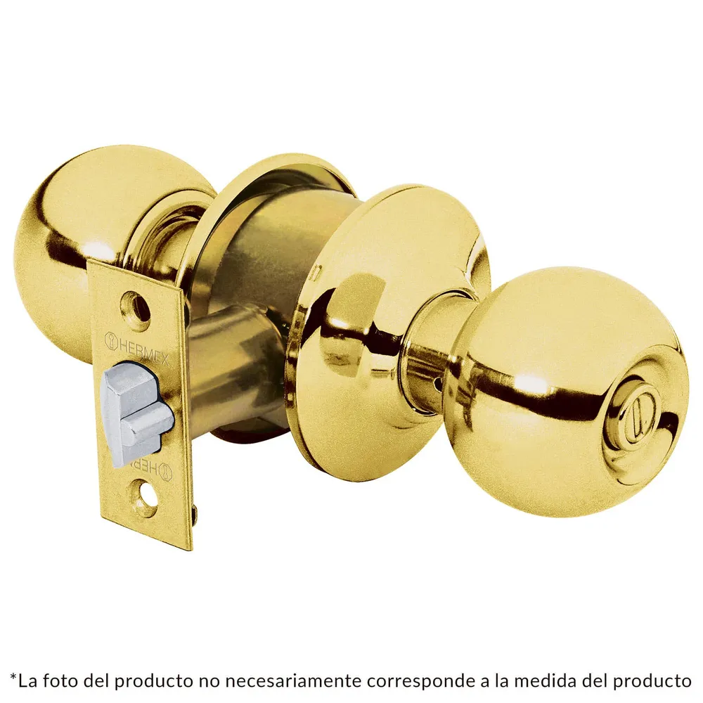 Cerradura pomo, latón reluciente, esfera, recámara