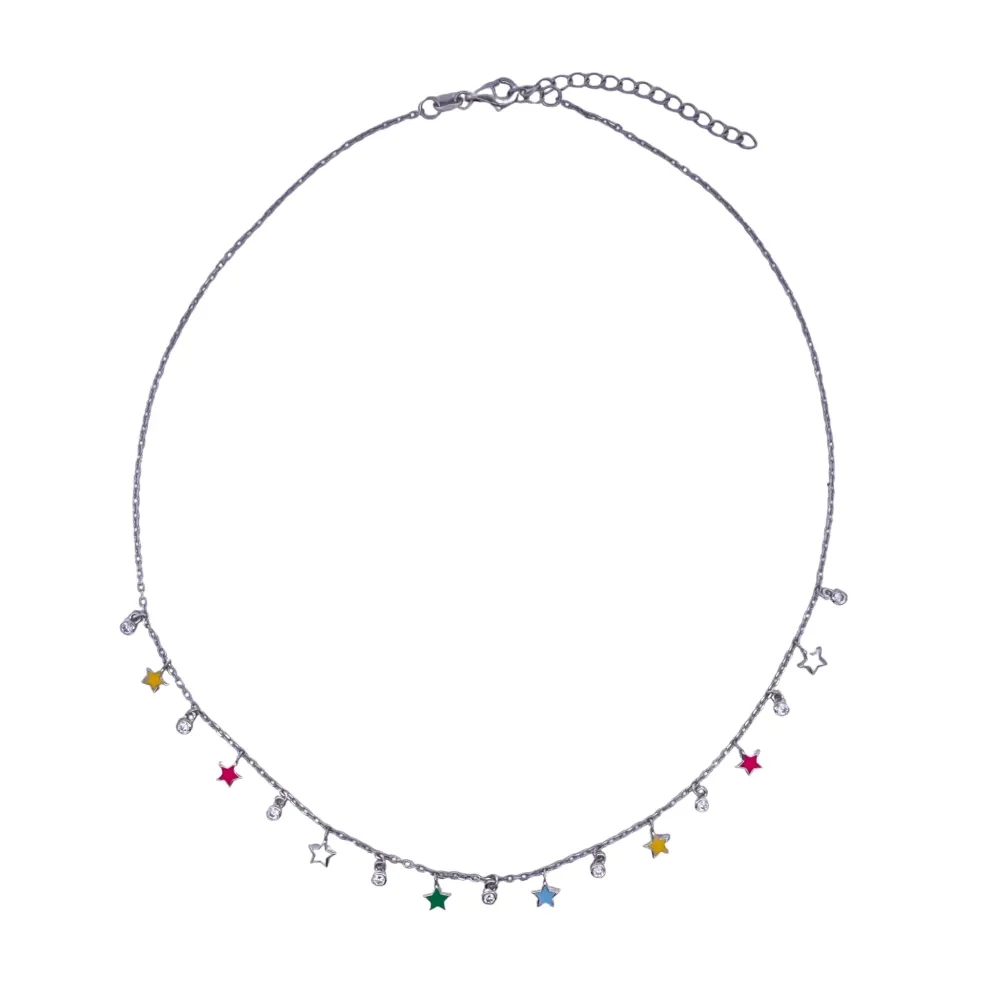 925SL MINI STARS MINI BEZEL ARCOÍRIS ENAMEL NECKLACE