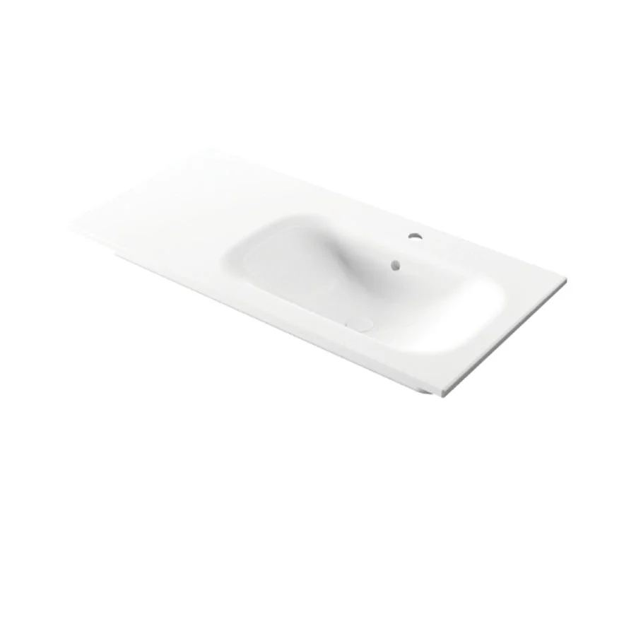Lavabo da incasso con piano appoggio sulla sinistra ceramica bianca lucida 106x51cm serie Mullido Disegno-Ceramica