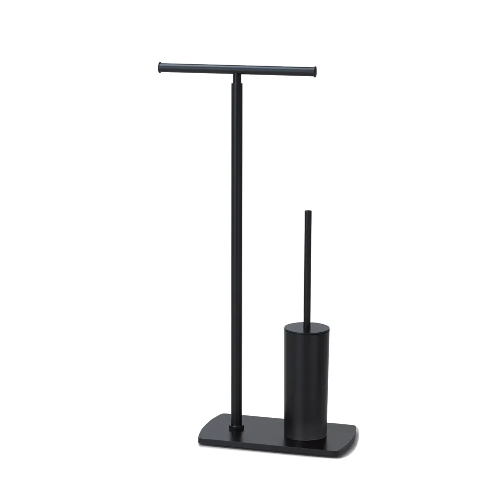 Piantana portarotolo e scopino Acciaio Inox modello Florida di Gedy - Nero Matt
