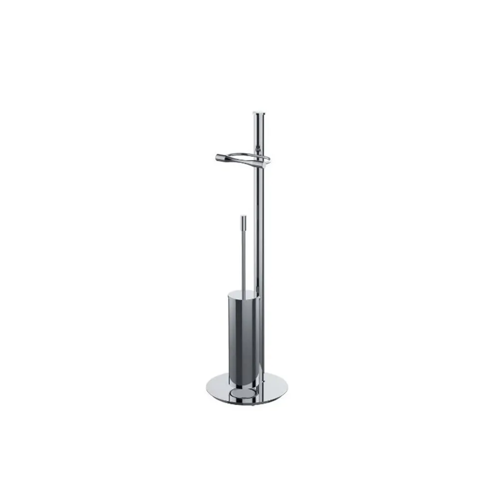 Portainserción de Rosca Interna Piantana con porta rotolo e porta scopino ottone cromato Isole di Colombo Design