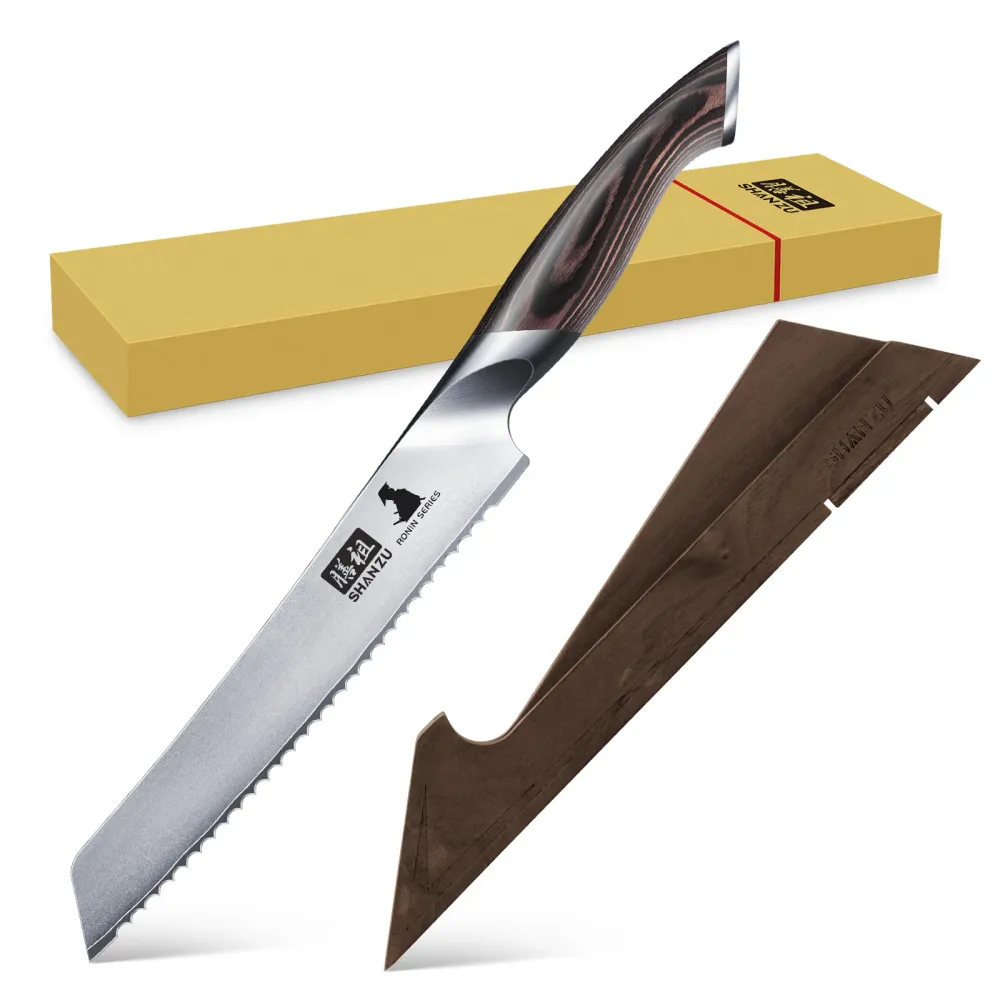 SHAN ZU Ronin | Couteau à Pain 8" +Porte-couteaux magnétique