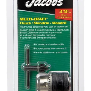 Portabrocas Jacobs de 3/8 pulg., vástago de 3 caras y 3/8 pulg., 1 pieza