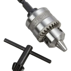 Portabrocas Jacobs de 1/4 pulg., vástago de 3 planos de 1/4 pulg., 1 pieza