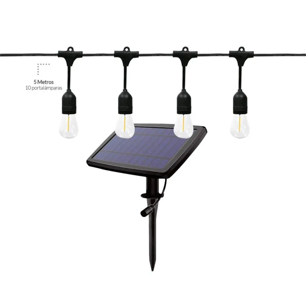 201210008 KIT 5m GUIRNALDA SOLAR CON 10 PORTALAMPARAS IP44 HELEM GSC con Especificaciones Técnicas