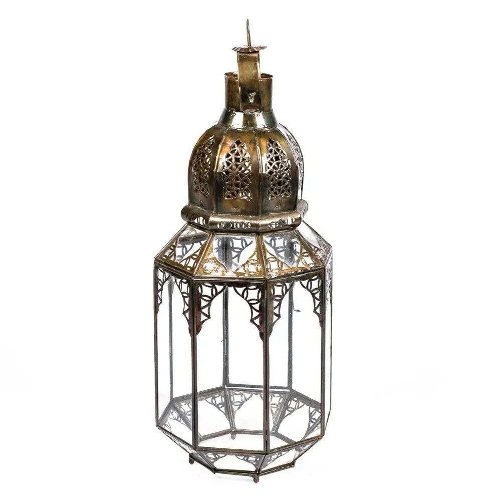 Farol marroquí de cristal y forja octagonal para Comunicación por Fibra